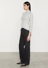 Enza Costa Plisse L/S Mockneck in Light Heather