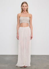 Enza Costa Plisse Palazzo Pant in Champagne