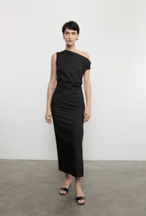 Enza Costa Poplin Sculptured Dress in Black