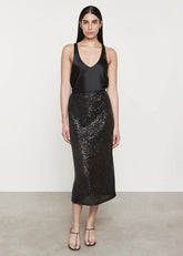 Enza Costa Sequin Skirt in Black