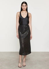 Enza Costa Sequin Skirt in Black