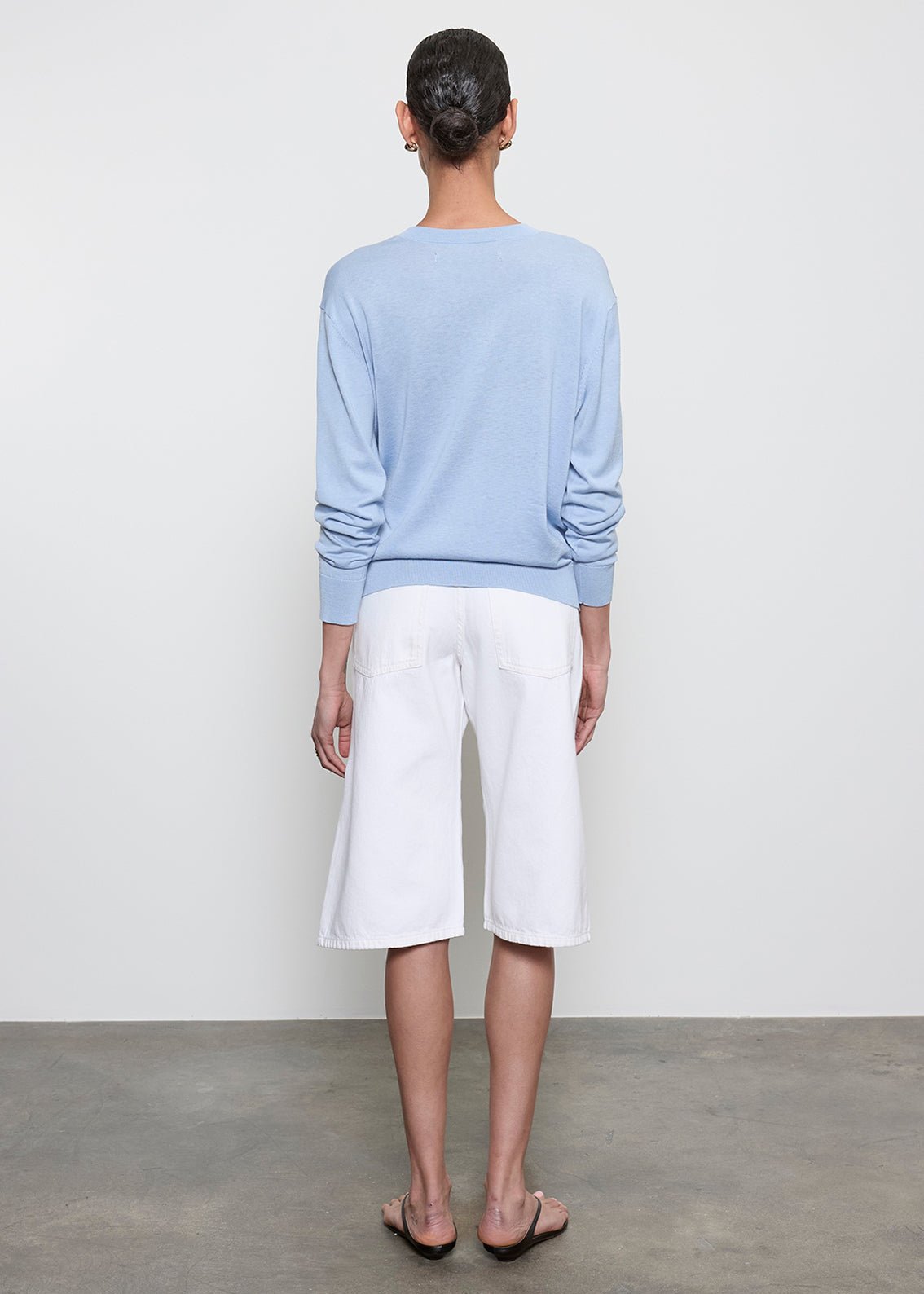 Enza Costa Silk Knit Crew in Pale Blue