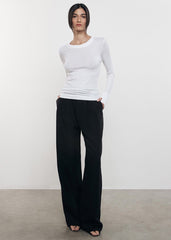 Enza Costa Cashmere Easy Cuffed Crew in White