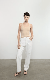 Enza Costa Silk Rib Tank in Sand
