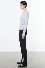 Enza Costa Speckled Rib L/S U in White