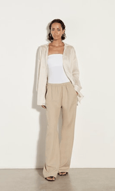 Enza Costa Striped Silk Shirt in Khaki