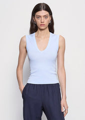 Enza Costa Supima Cotton Sleeveless V in Pale Blue