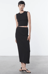 Enza Costa Textured Jacquard Skirt in Black