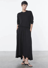 Enza Costa Twill Circle Skirt in Black