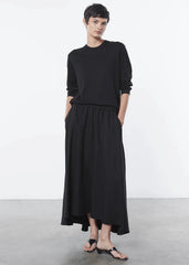 Enza Costa Twill Circle Skirt in Black