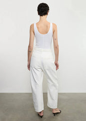 Enza Costa Utility Pant in Italian Denim in Ecru FINAL SALE