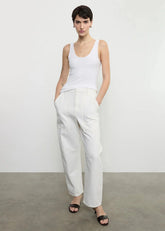 Enza Costa Utility Pant in Italian Denim in Ecru FINAL SALE