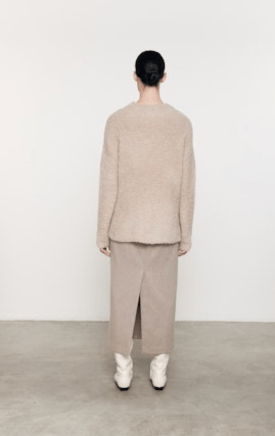 Enza Costa Wool Feather Oversized Crew in Stone