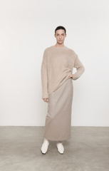 Enza Costa Wool Feather Oversized Crew in Stone