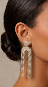 High Stakes Rhinestone Drop Earrings - Gold