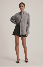 Favorite Daughter The Ex Boyfriend Shirt in Dark Charcoal Stripe