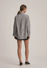 Favorite Daughter The Ex Boyfriend Shirt in Dark Charcoal Stripe