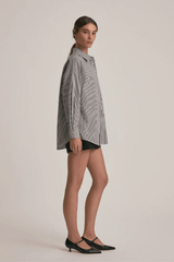 Favorite Daughter The Ex Boyfriend Shirt in Dark Charcoal Stripe
