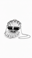 Coraline Shell Metal Mini Clutch Purse - Silver
