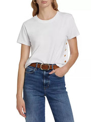 Frame Button Placket Tee in White