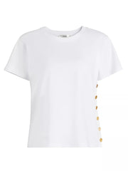 Frame Button Placket Tee in White