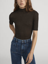 Frame The Lurex Mock Neck Tee in Americano