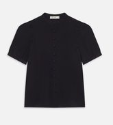 Frame The Silk Gathered Top in Navy
