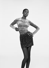 Frame Velvet Long Sleeve Top in Dusk