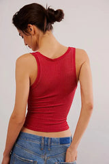 Free People Clean Slate Tank in Red Dahlia