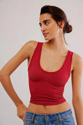 Free People Clean Slate Tank in Red Dahlia