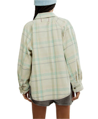 Free People Girl Meets Boy Plaid Shirt in Tea Combo