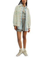 Free People Girl Meets Boy Plaid Shirt in Tea Combo