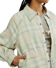 Free People Girl Meets Boy Plaid Shirt in Tea Combo