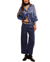 Free People Rose Bud Blouse in Blue Combo