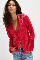 Free People Star Eyes Top in Retro Red