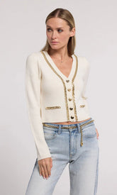 Generation Love Amor Chain Cardigan in Cream