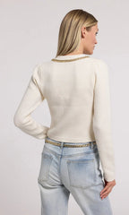 Generation Love Amor Chain Cardigan in Cream
