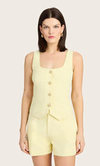 Generation Love Beatriz Crepe Vest in Pastel Yellow