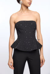 Generation Love Beverly Crystal Crepe Bustier in Black