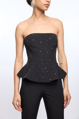 Generation Love Beverly Crystal Crepe Bustier in Black