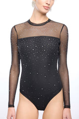 Generation Love Brody Crystal Bodysuit in Black