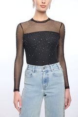 Generation Love Brody Crystal Bodysuit in Black