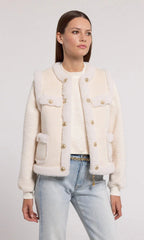 Generation Love Chad Vegan Suede Shearling Vest in Snow/White
