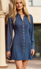 Generation Love Clemente Tencel Denim Dress in Washed Med Blue