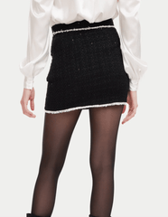 Generation Love Nessa Contrast Tweed Skirt in Black/Cream