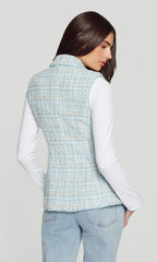 Generation Love Rialto Tweed Sleeveless Blazer in Aqua Melange