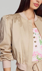 Generation Love Sariah Cotton Sateen Bomber in Light Khaki