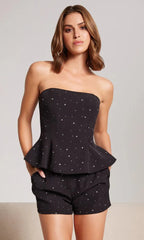 Generation Love Beverly Crystal Crepe Bustier in Black