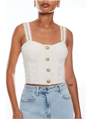 Generation Love Tiffany Tweed Bustier in Cream