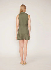 Gilner Farrar Aria Dress in Khaki Green Linen
